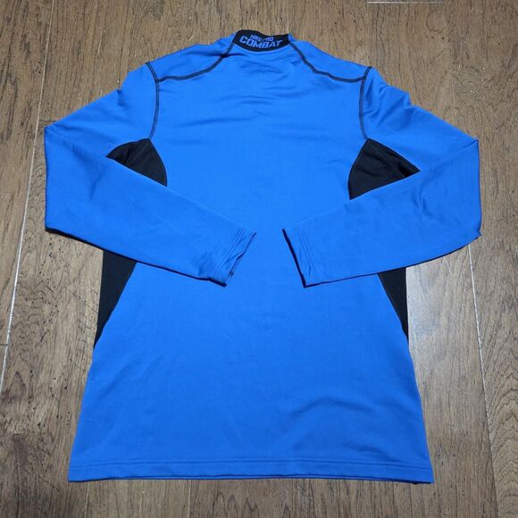 Nike Pro Combat Training Top Mens Large Hyperwarm Dri-FIT Max 1/4 Zip Blue - Picture 6 of 10
